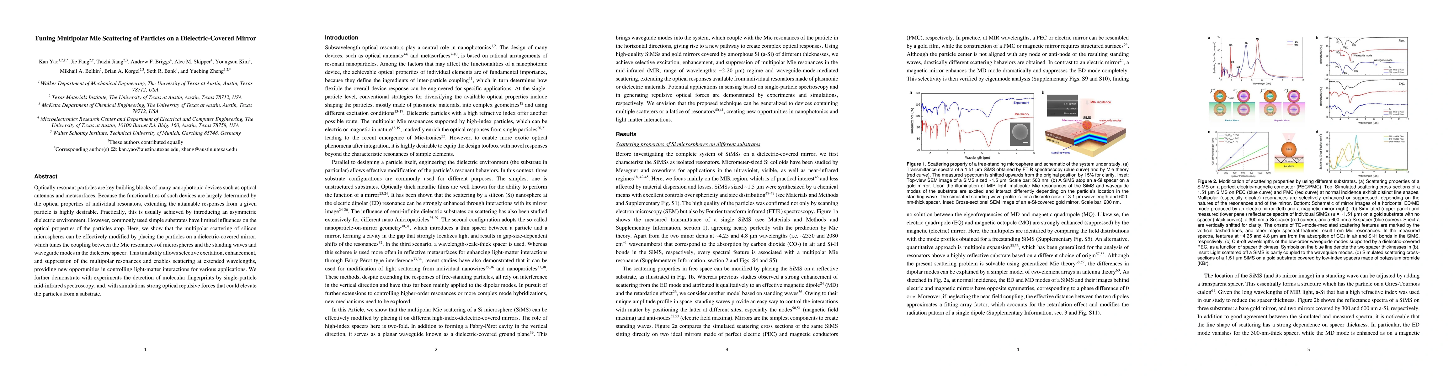 Thumbnail for Tuning Multipolar Mie Scattering of Particles on a Dielectric-Covered
  Mirror