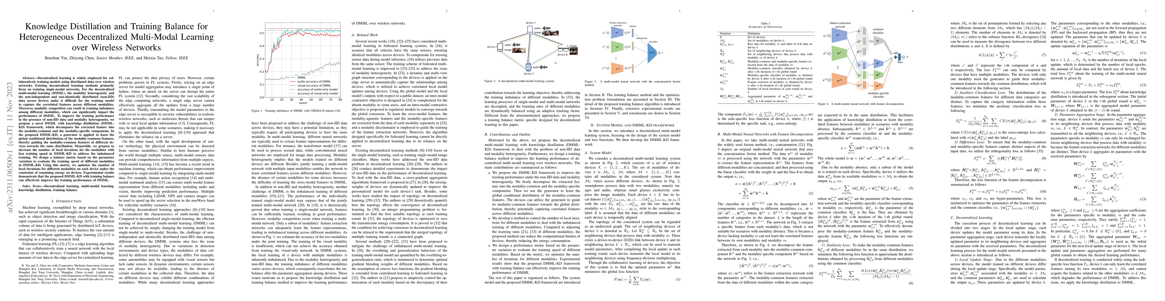 Thumbnail for Knowledge Distillation and Training Balance for Heterogeneous
  Decentralized Multi-Modal Learning over Wireless Networks