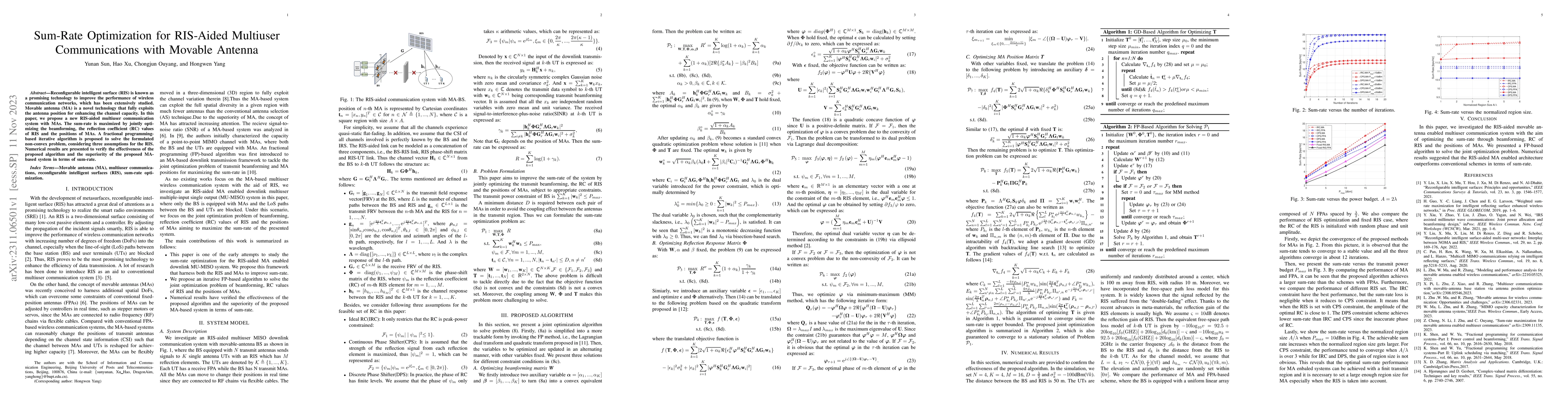 Thumbnail for Sum-Rate Optimization for RIS-Aided Multiuser Communications with
  Movable Antenna