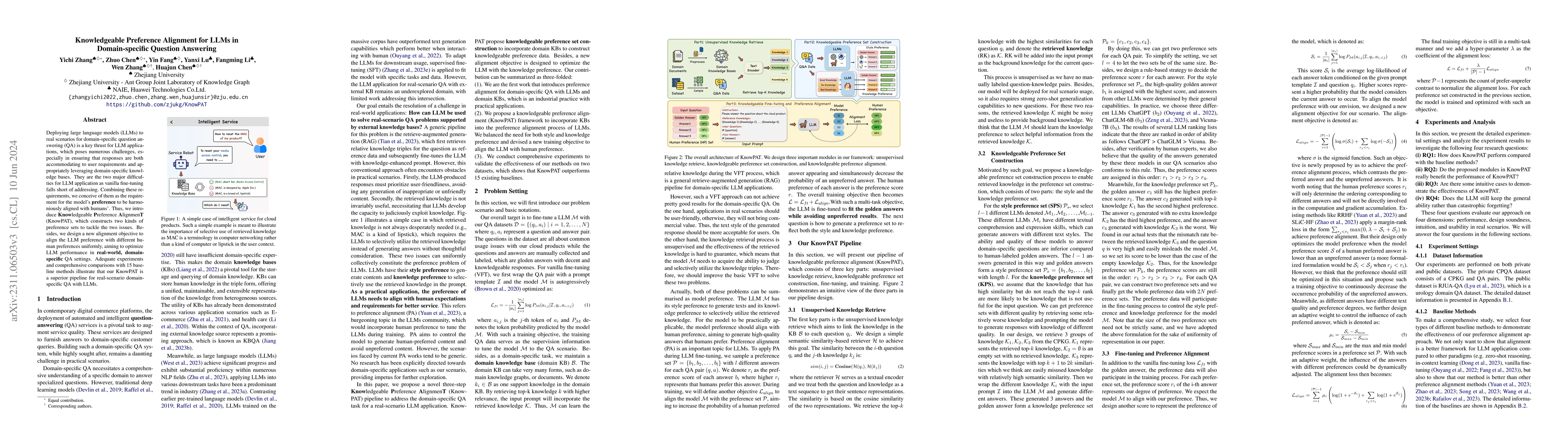 Thumbnail for Knowledgeable Preference Alignment for LLMs in Domain-specific Question
  Answering
