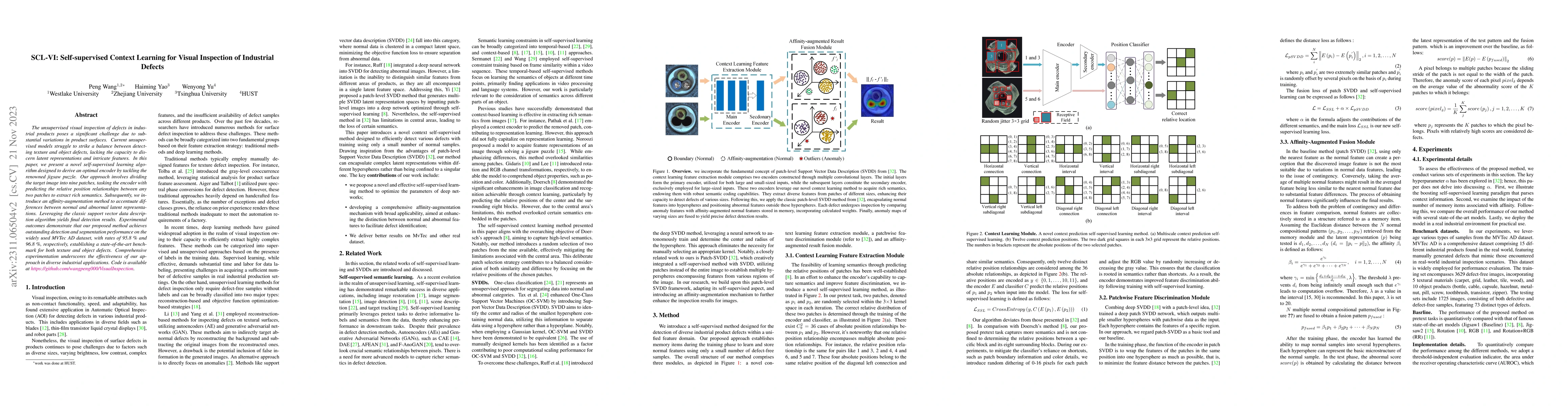 Thumbnail for SCL-VI: Self-supervised Context Learning for Visual Inspection of
  Industrial Defects