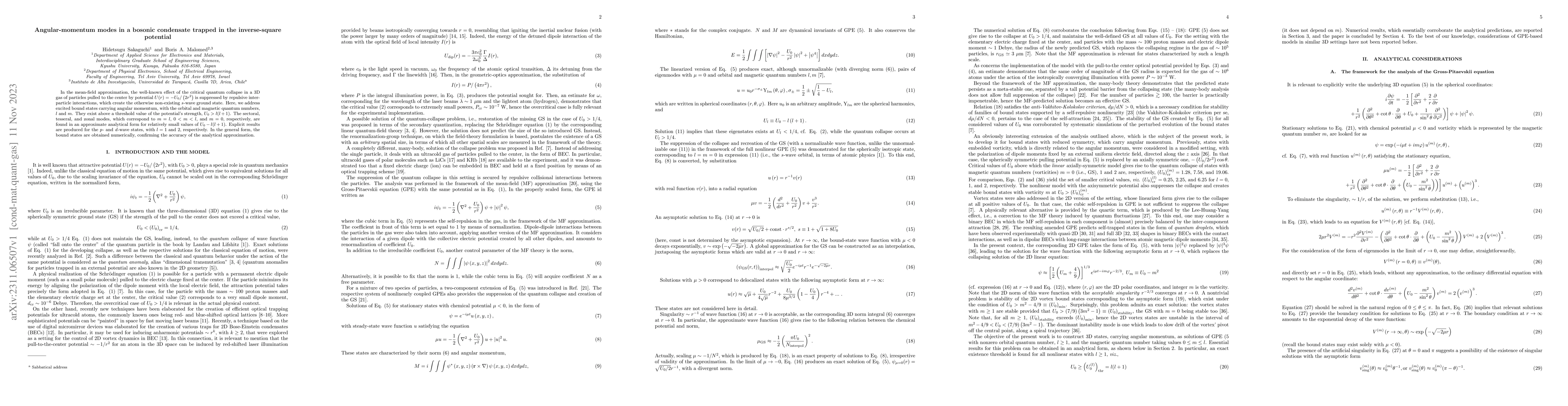 Thumbnail for Angular-momentum modes in a bosonic condensate trapped in the
  inverse-square potential