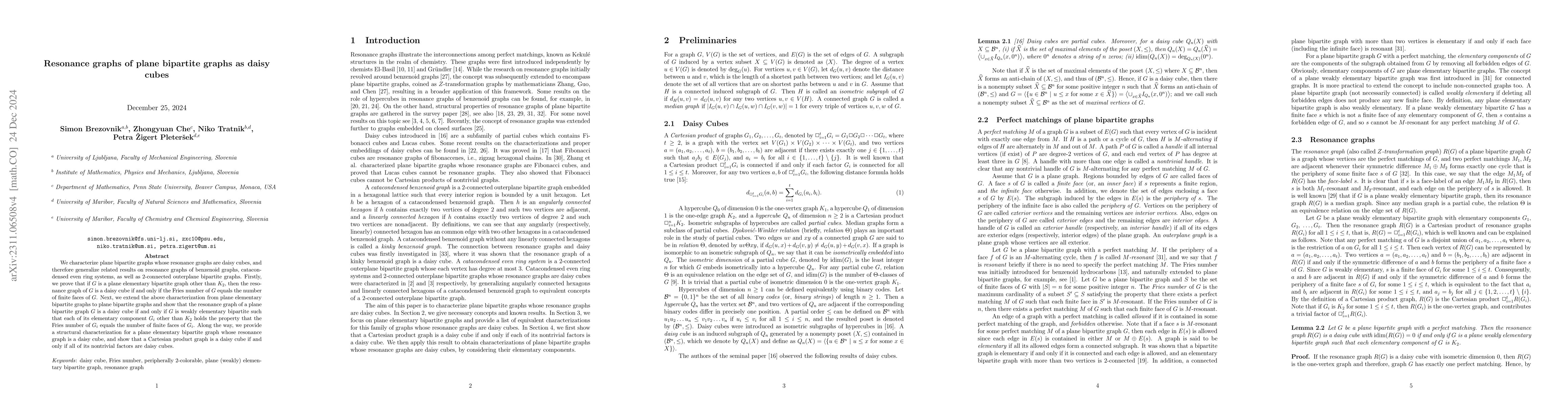 Thumbnail for Resonance graphs of plane bipartite graphs as daisy cubes