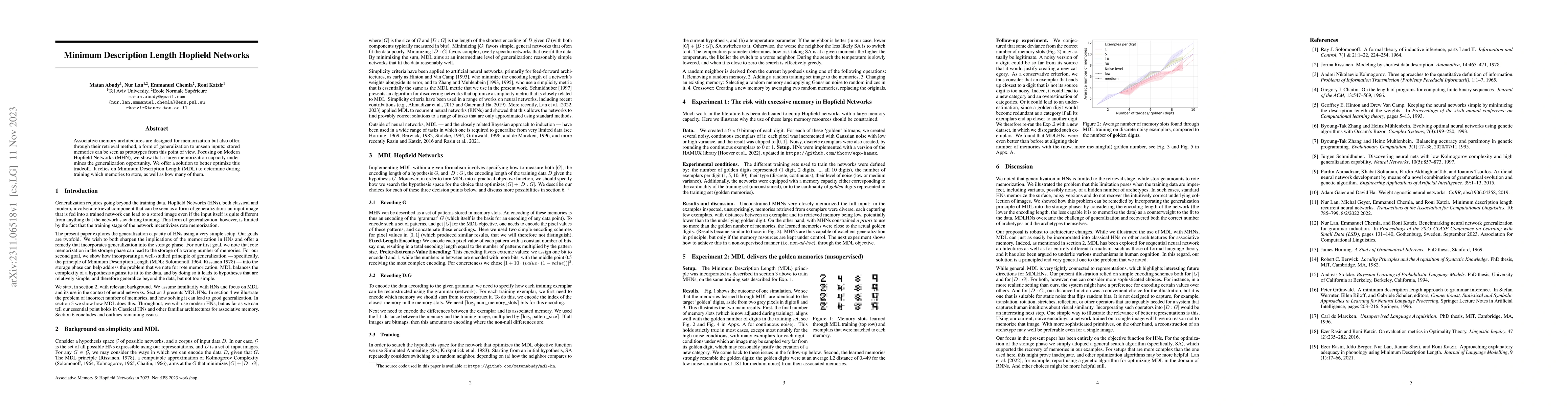 Thumbnail for Minimum Description Length Hopfield Networks