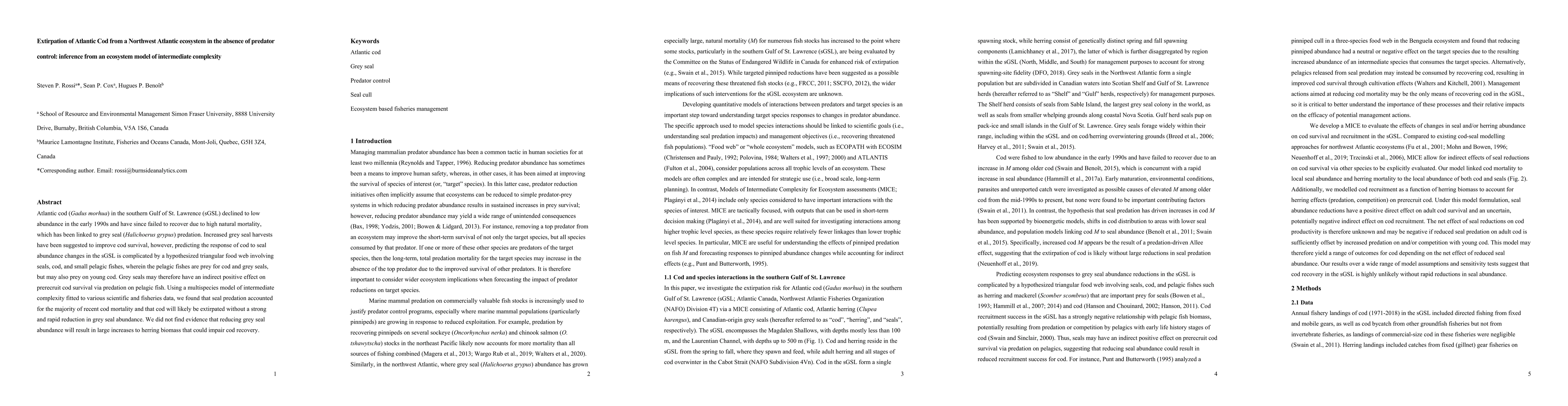 Thumbnail for Extirpation of Atlantic Cod from a Northwest Atlantic ecosystem in the
  absence of predator control: inference from an ecosystem model of
  intermediate complexity