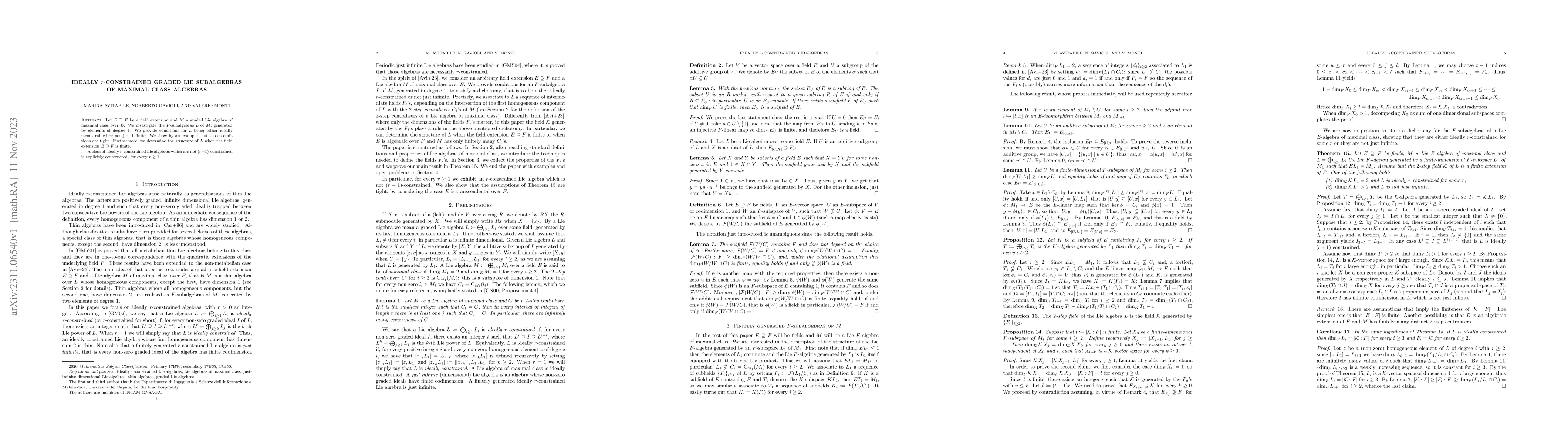 Thumbnail for Ideally $r$-constrained graded Lie subalgebras of maximal class algebras