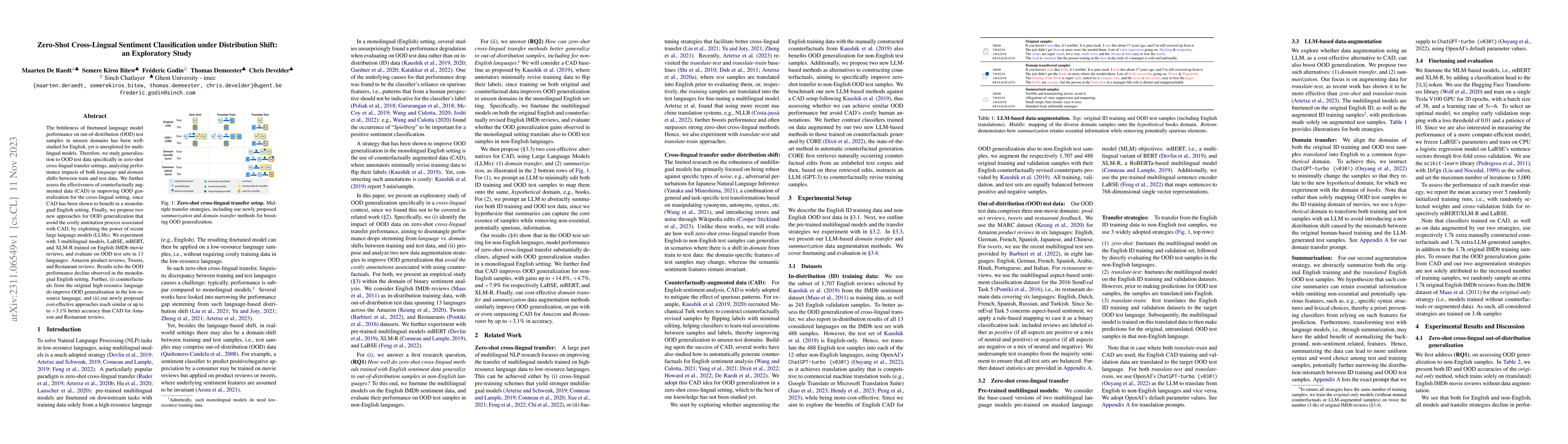 Thumbnail for Zero-Shot Cross-Lingual Sentiment Classification under Distribution
  Shift: an Exploratory Study