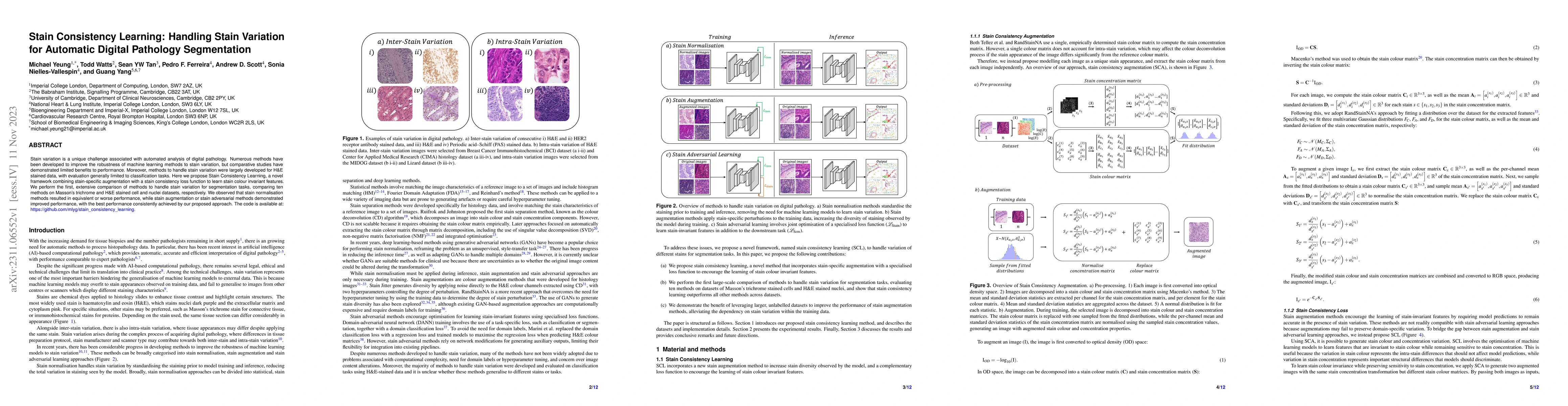 Thumbnail for Stain Consistency Learning: Handling Stain Variation for Automatic
  Digital Pathology Segmentation