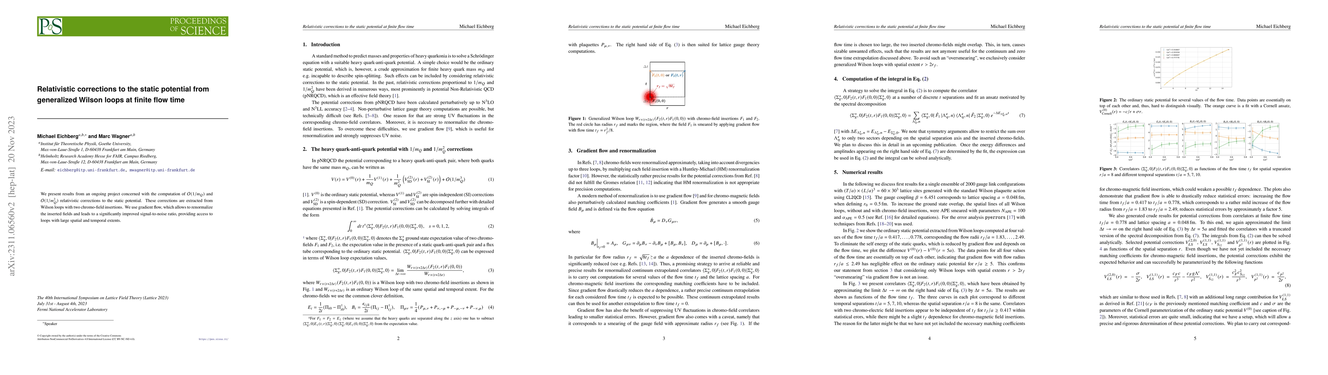 Thumbnail for Relativistic corrections to the static potential from generalized Wilson
  loops at finite flow time