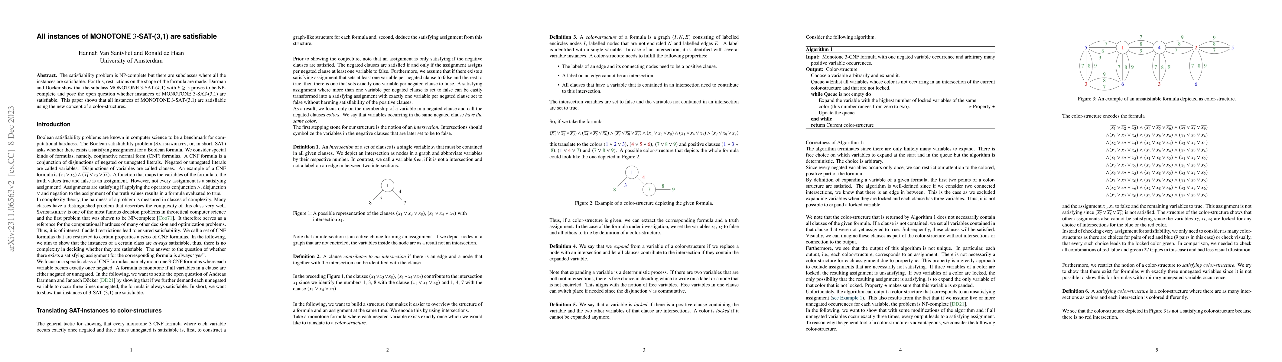 Thumbnail for All instances of MONOTONE 3-SAT-(3,1) are satisfiable