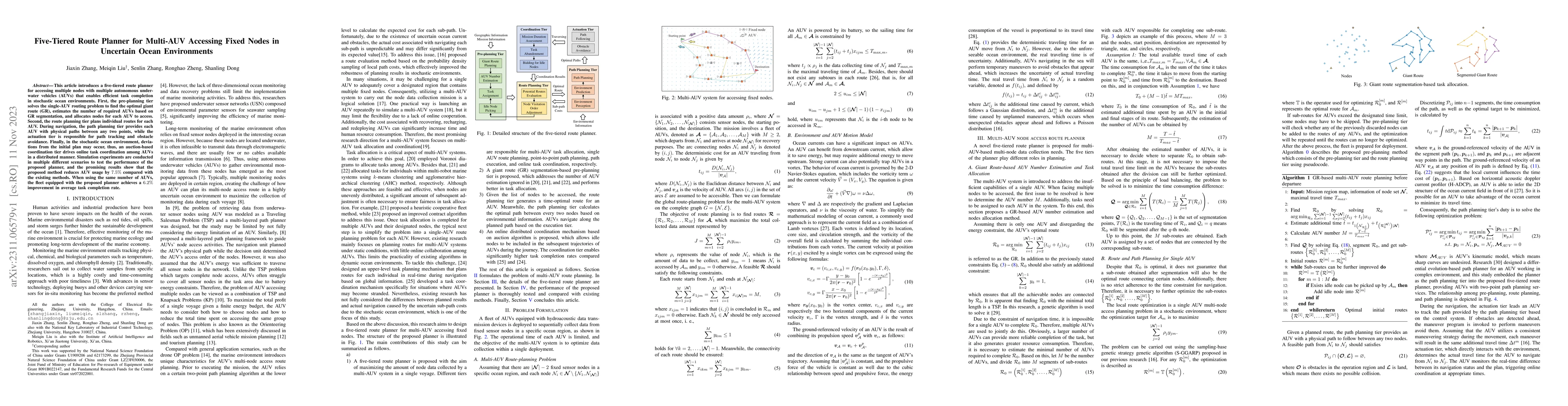 Thumbnail for Five-Tiered Route Planner for Multi-AUV Accessing Fixed Nodes in
  Uncertain Ocean Environments