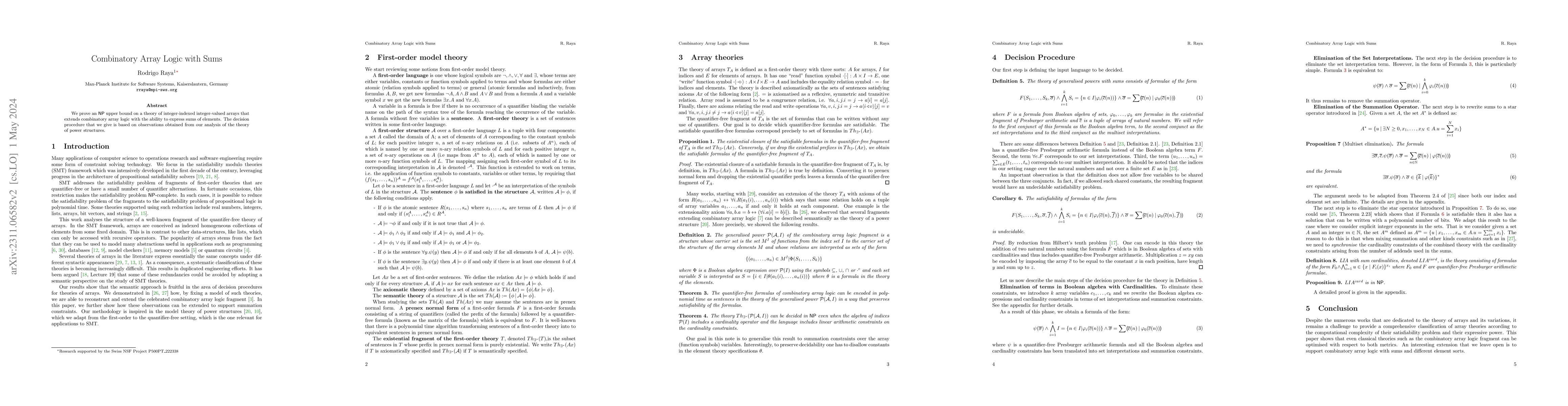 Thumbnail for Combinatory Array Logic with Sums