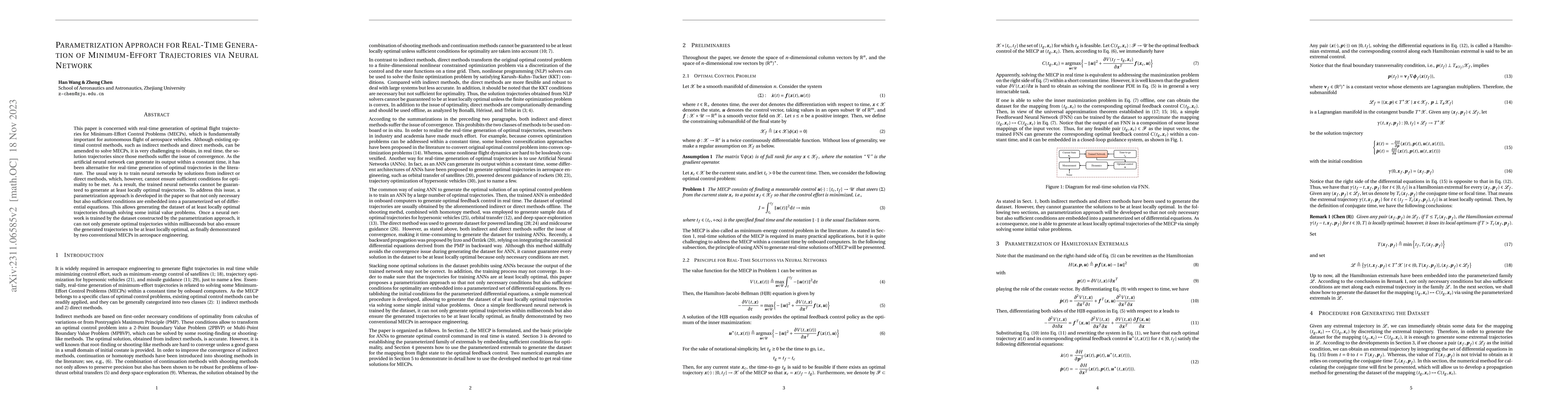 Thumbnail for Parametrization Approach for Real-Time Generation of Minimum-Effort
  Trajectories via Neural Network