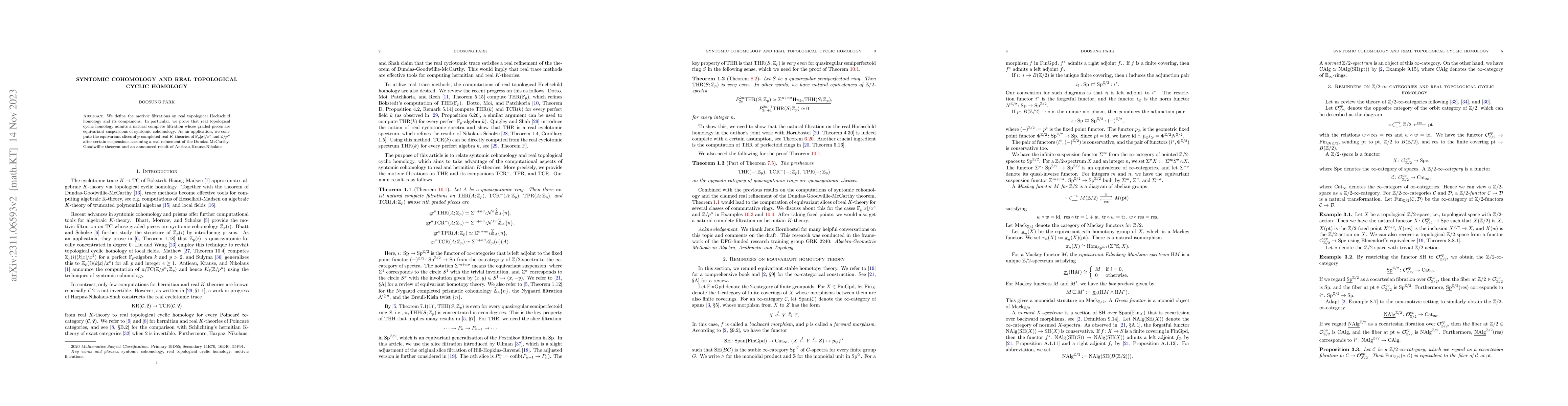 Thumbnail for Syntomic cohomology and real topological cyclic homology