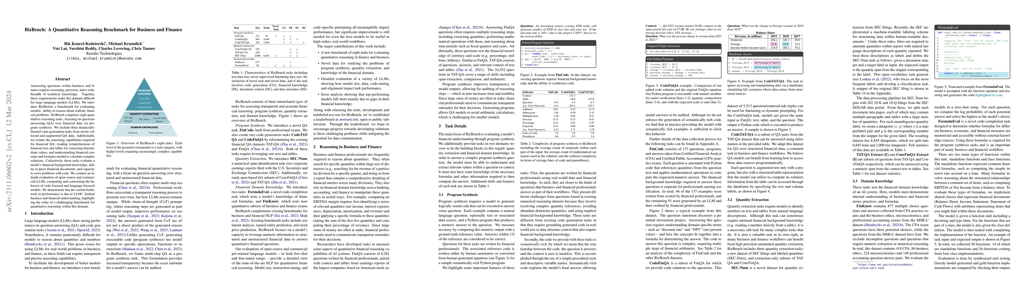 Thumbnail for BizBench: A Quantitative Reasoning Benchmark for Business and Finance