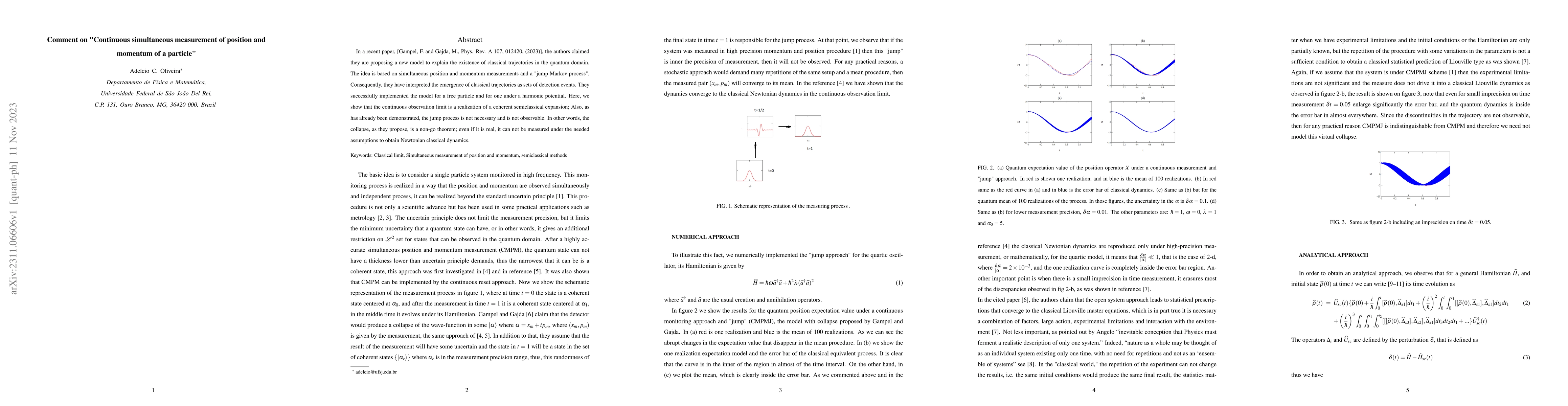 Thumbnail for Comment on "Continuous simultaneous measurement of position and momentum
  of a particle"
