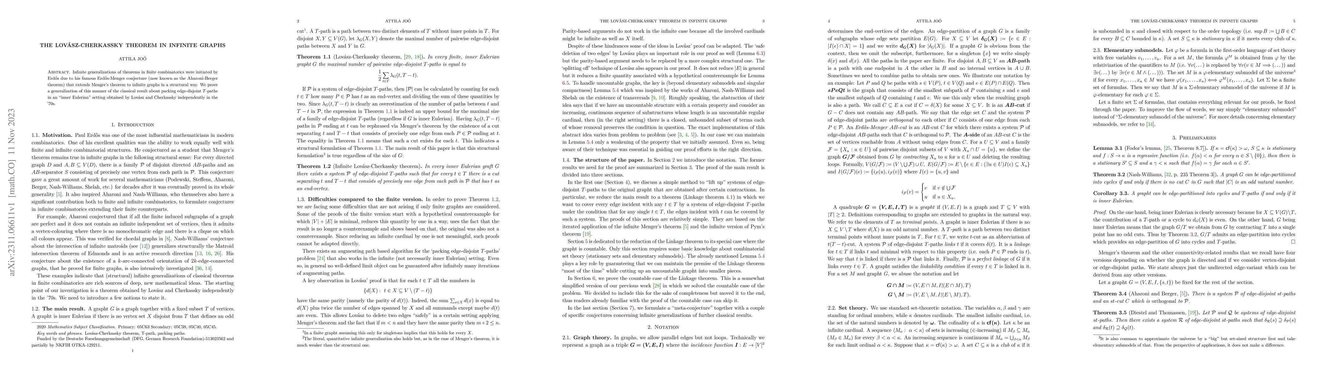 Thumbnail for The Lov\'asz-Cherkassky theorem in infinite graphs
