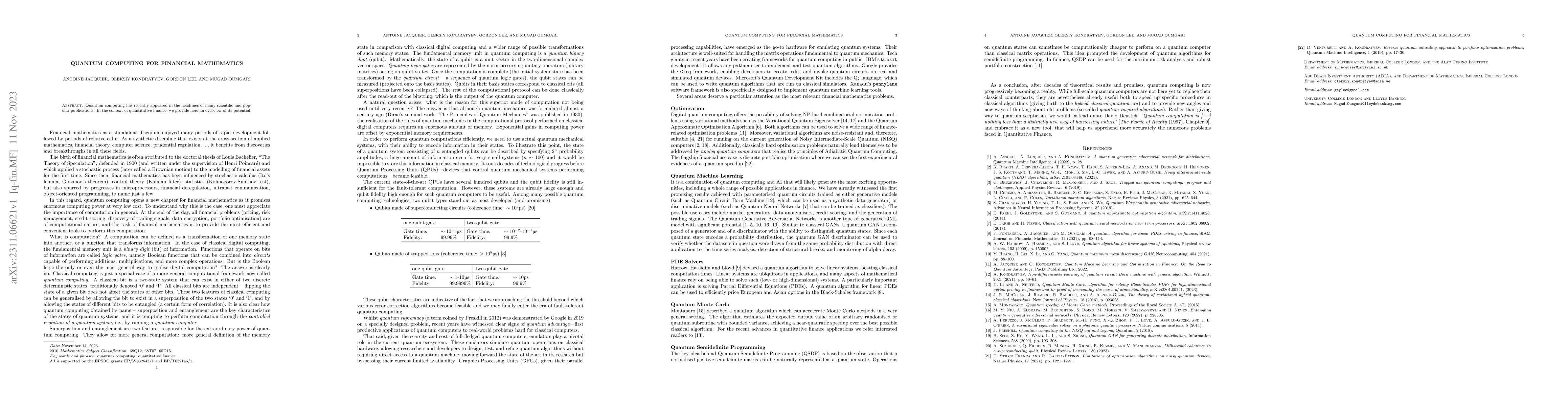 Thumbnail for Quantum Computing for Financial Mathematics