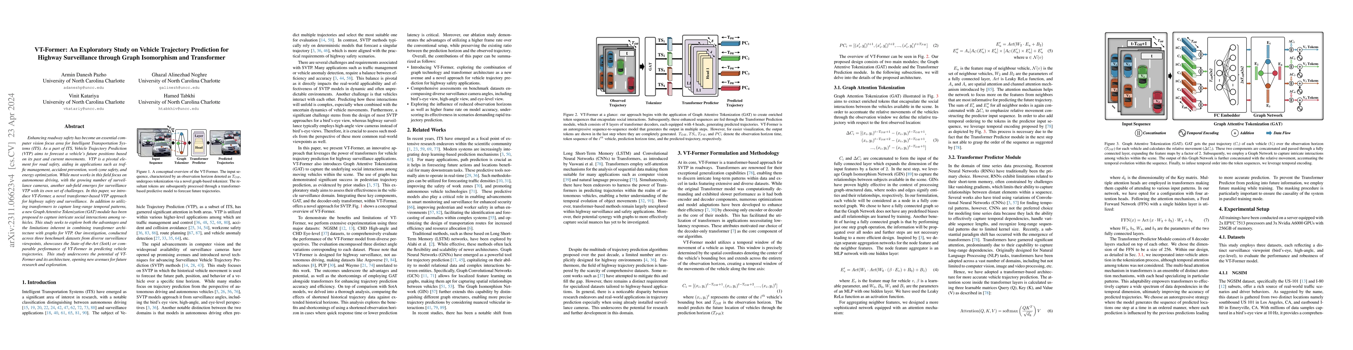 Thumbnail for VT-Former: An Exploratory Study on Vehicle Trajectory Prediction for
  Highway Surveillance through Graph Isomorphism and Transformer