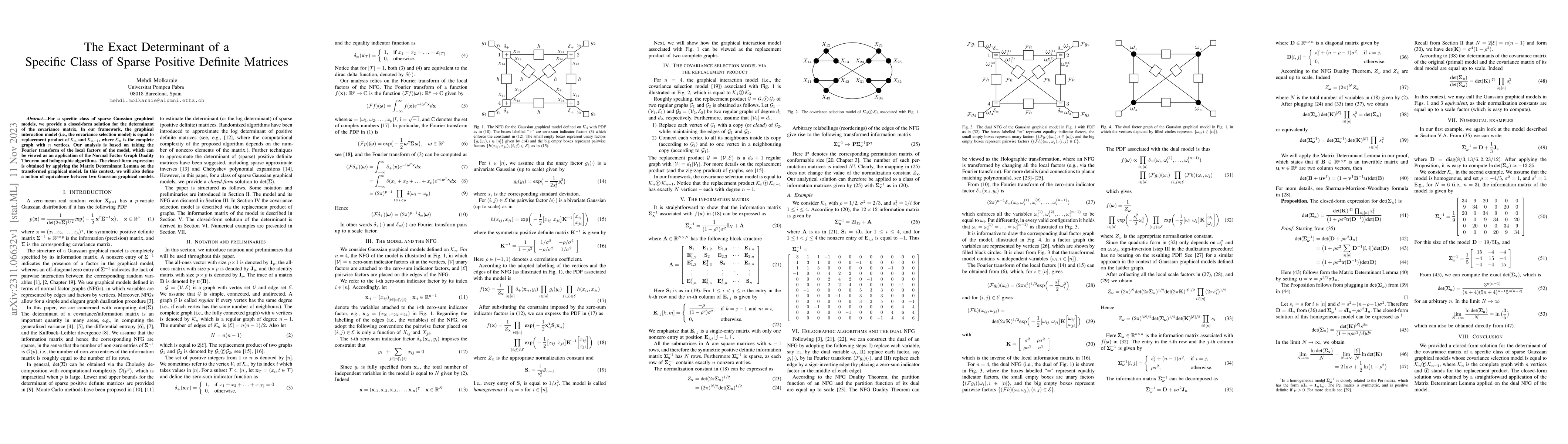 Thumbnail for The Exact Determinant of a Specific Class of Sparse Positive Definite
  Matrices