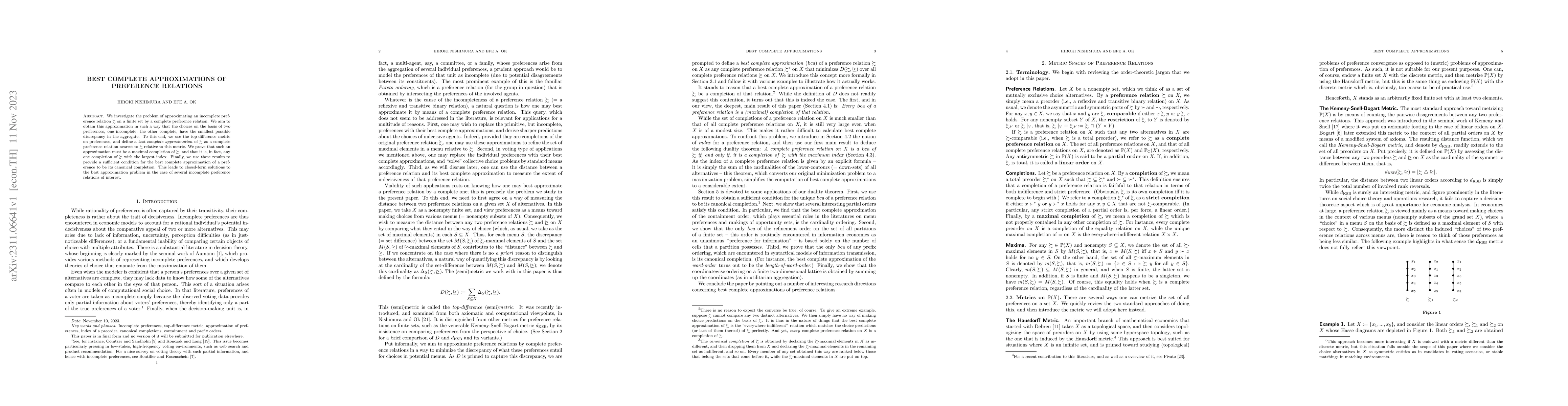 Thumbnail for Best Complete Approximations of Preference Relations