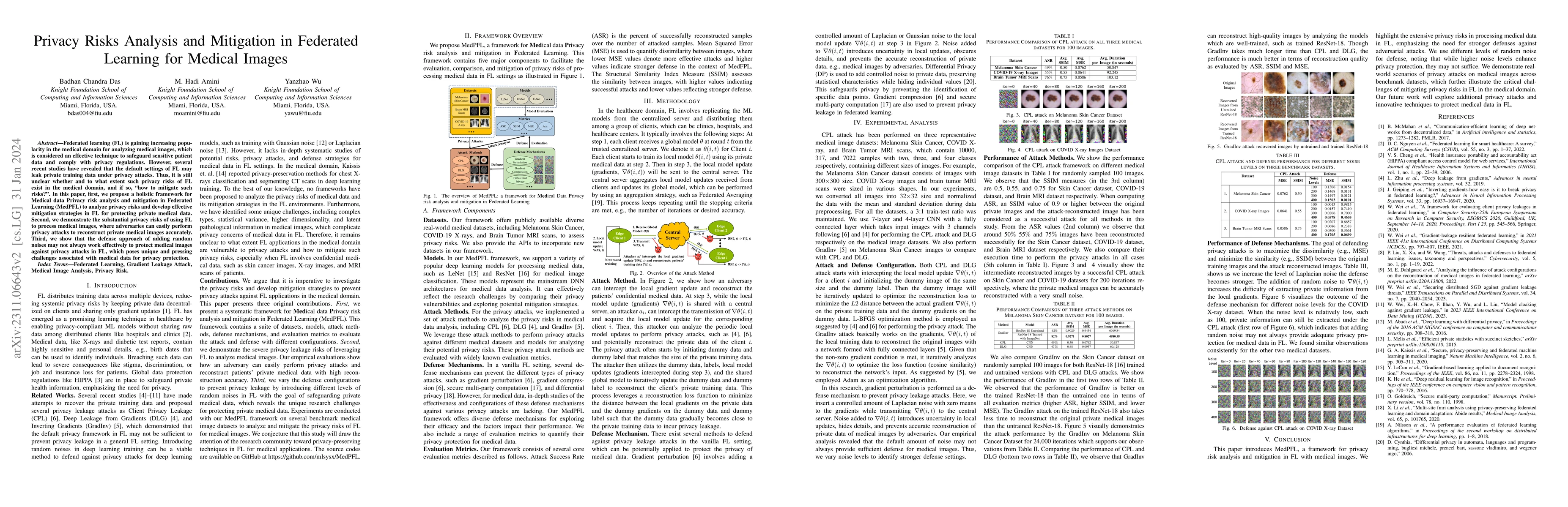 Thumbnail for Privacy Risks Analysis and Mitigation in Federated Learning for Medical
  Images