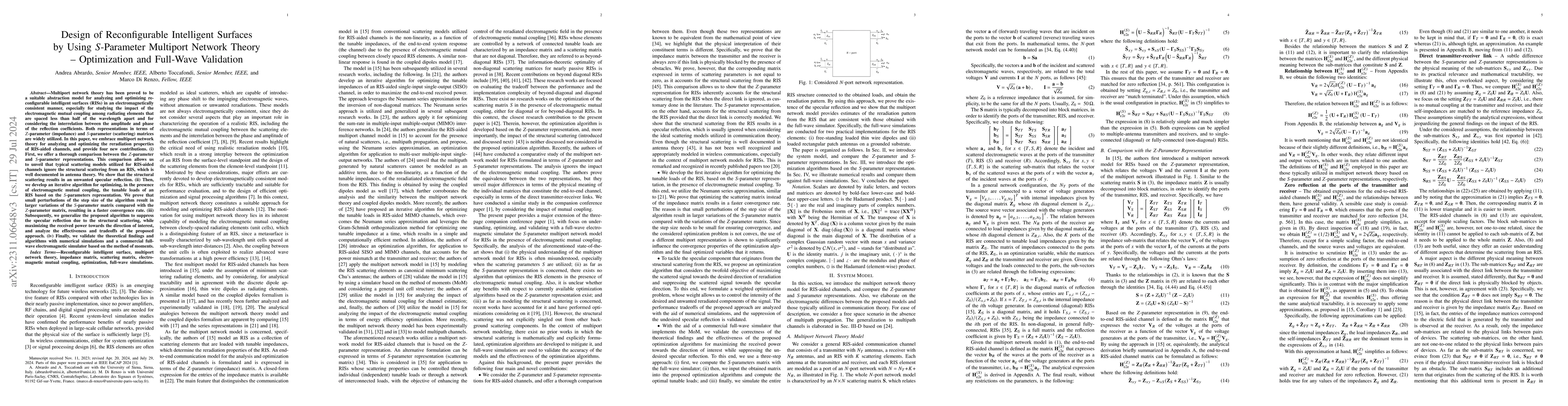 Thumbnail for Design of Reconfigurable Intelligent Surfaces by Using S-Parameter
  Multiport Network Theory -- Optimization and Full-Wave Validation