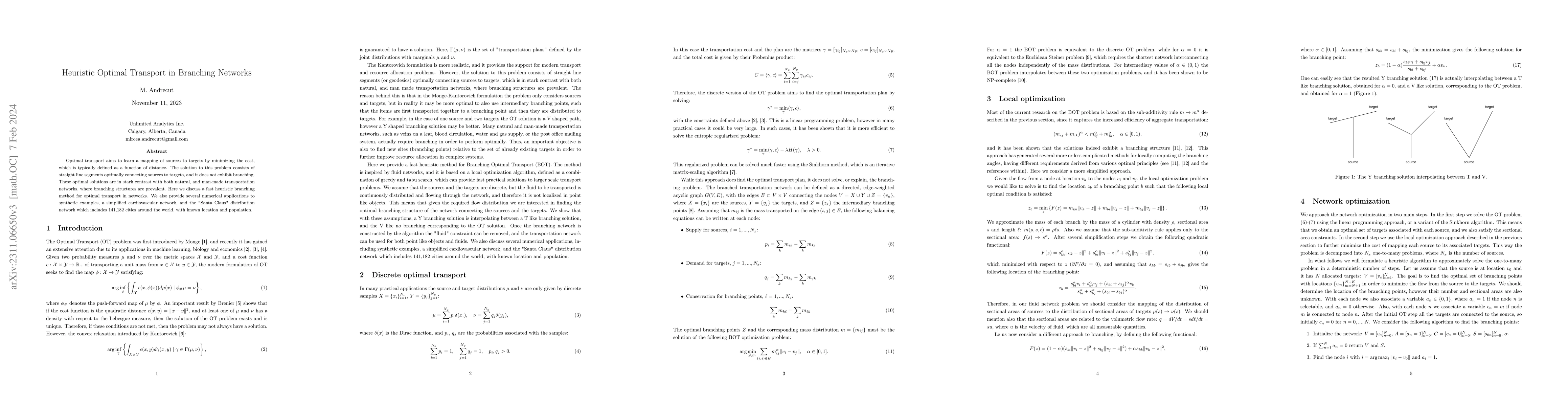 Thumbnail for Heuristic Optimal Transport in Branching Networks