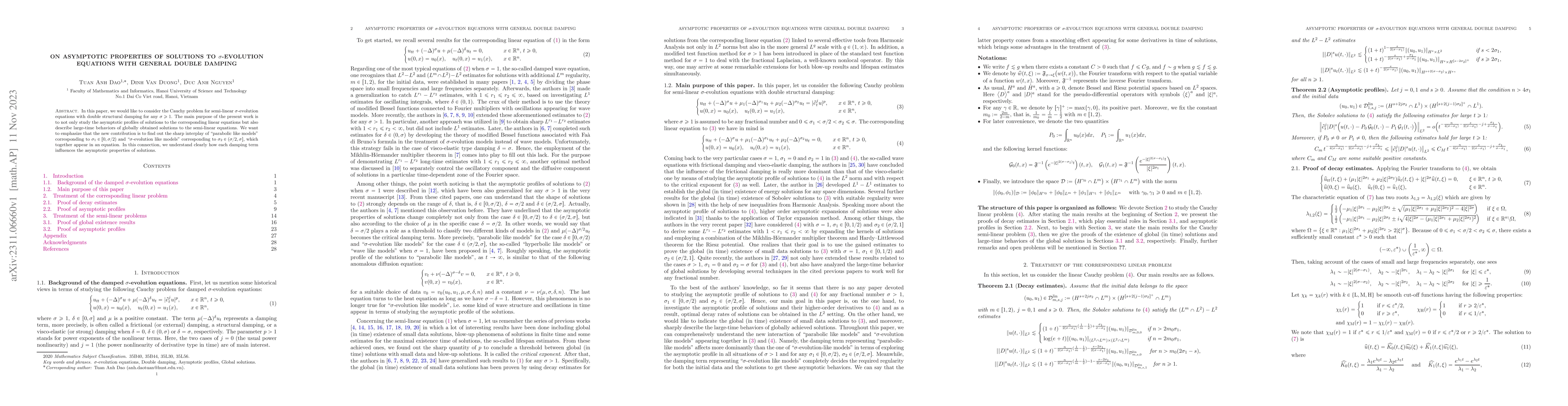 Thumbnail for On asymptotic properties of solutions to $\sigma$-evolution equations
  with general double damping
