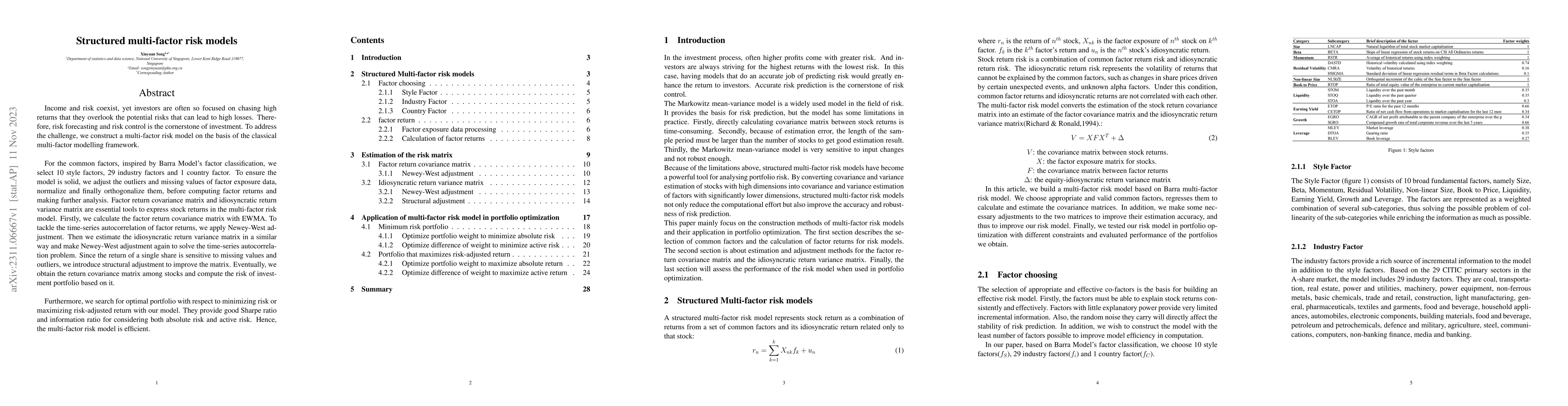 Thumbnail for Structured risk model