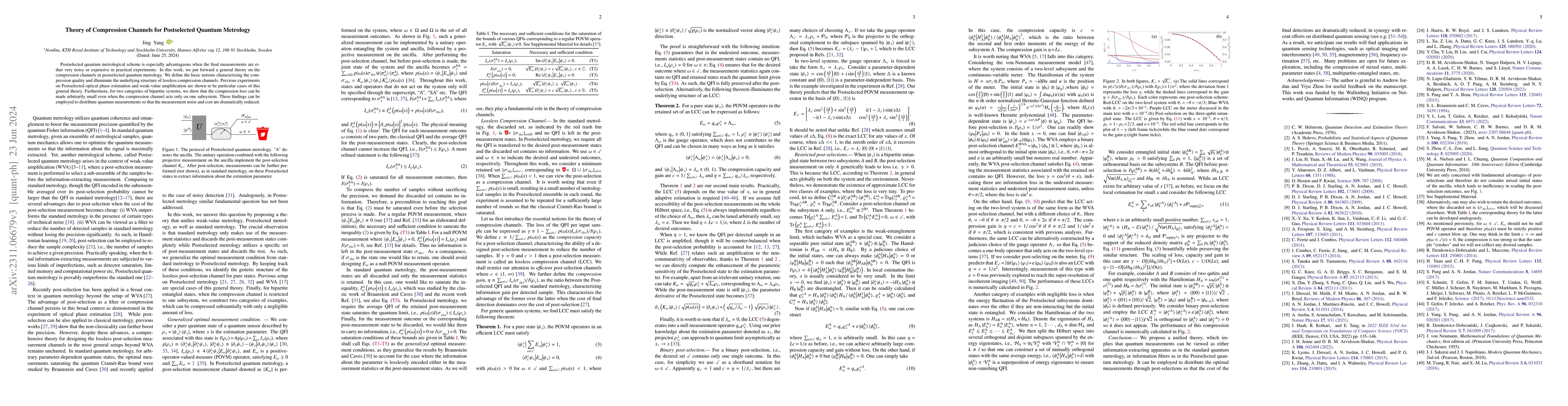 Thumbnail for Theory of Compression Channels for Postselected Quantum Metrology