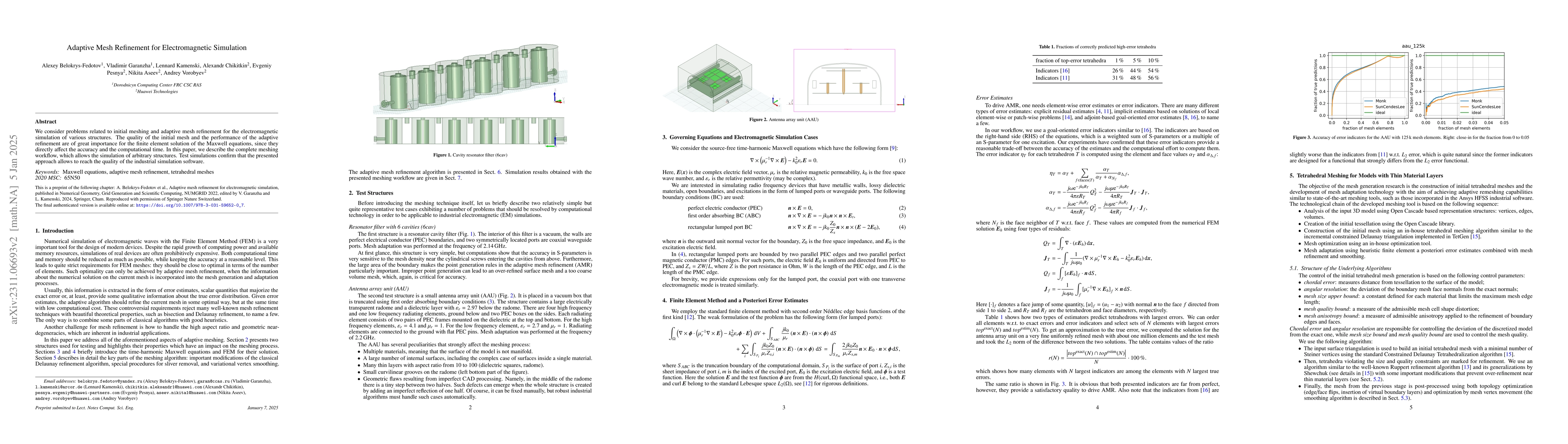 Thumbnail for Adaptive Mesh Refinement for Electromagnetic Simulation