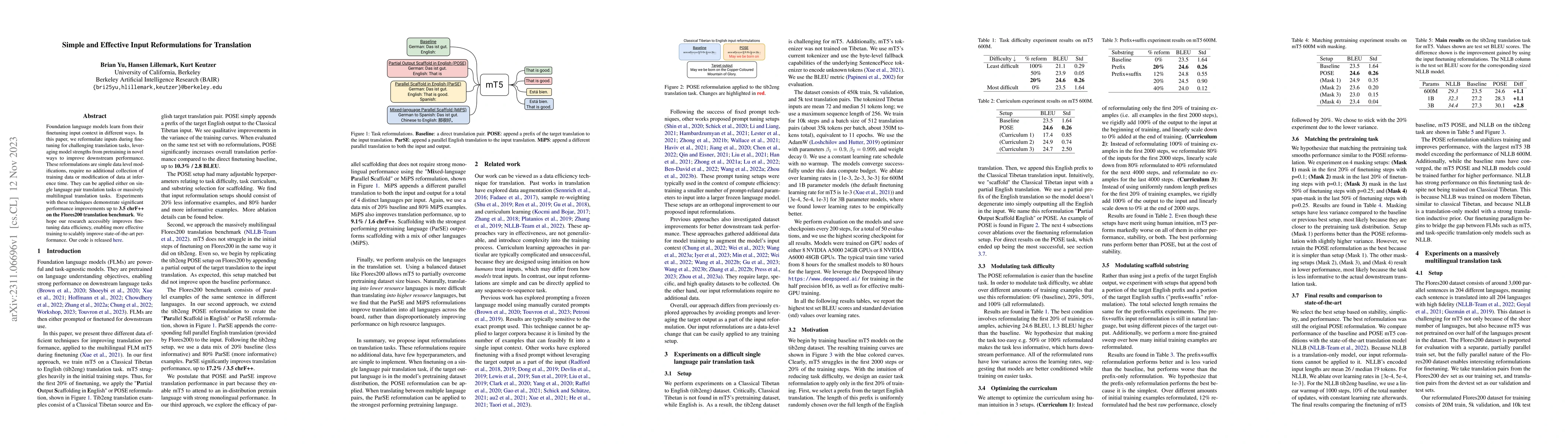 Thumbnail for Simple and Effective Input Reformulations for Translation