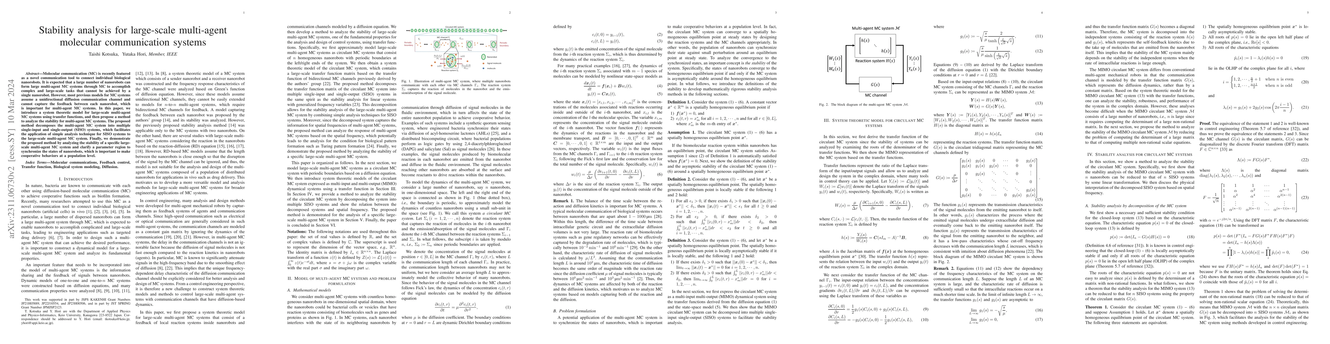 Thumbnail for Stability analysis for large-scale multi-agent molecular communication
  systems