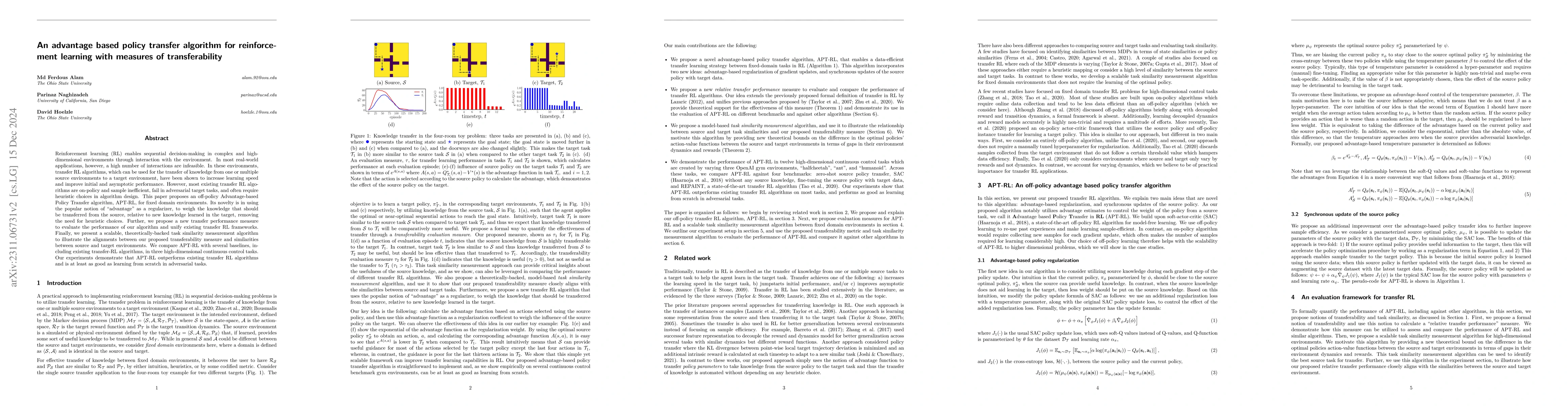 Thumbnail for An advantage based policy transfer algorithm for reinforcement learning
  with metrics of transferability