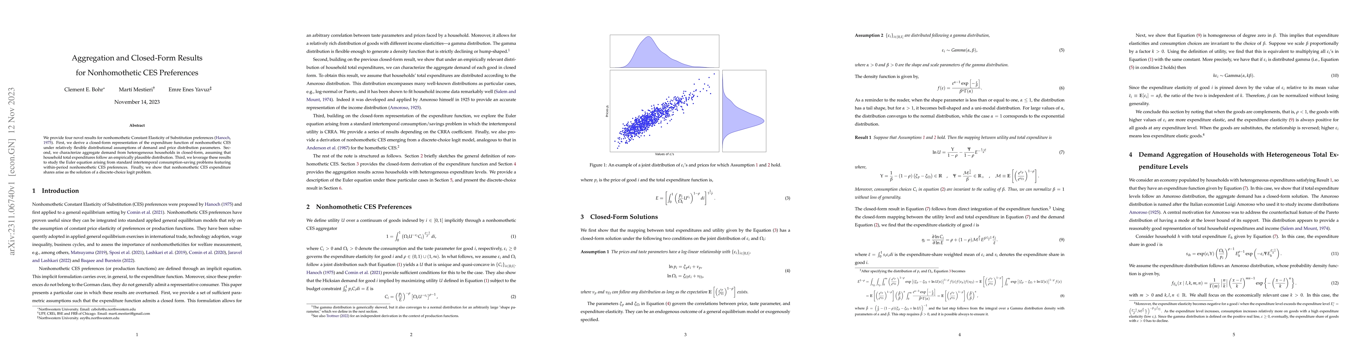 Thumbnail for Aggregation and Closed-Form Results for Nonhomothetic CES Preferences