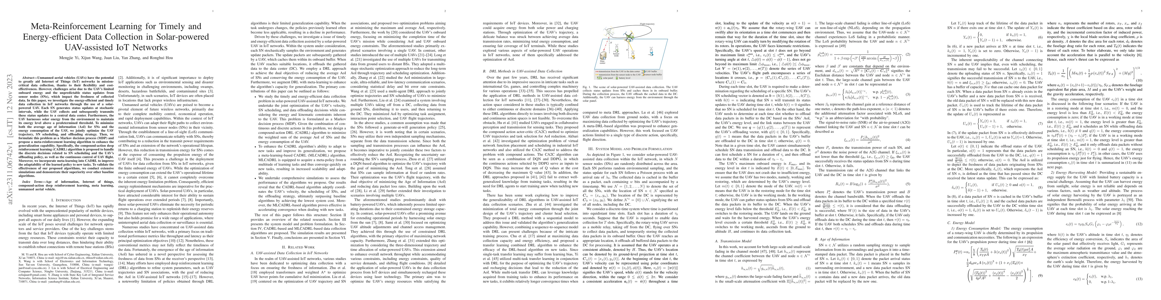 Thumbnail for Meta-Reinforcement Learning for Timely and Energy-efficient Data
  Collection in Solar-powered UAV-assisted IoT Networks