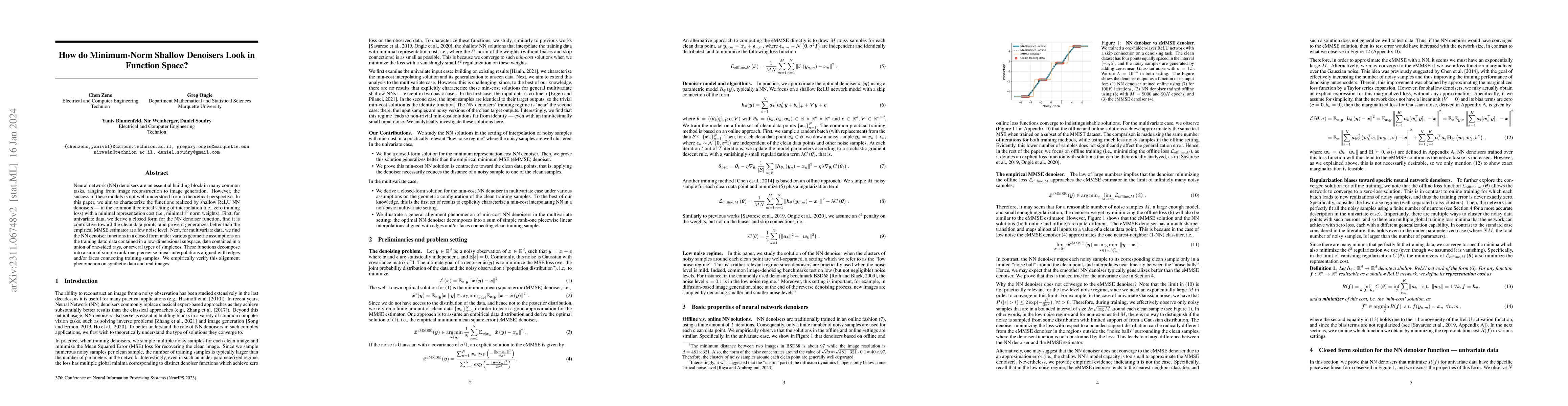 Thumbnail for How do Minimum-Norm Shallow Denoisers Look in Function Space?