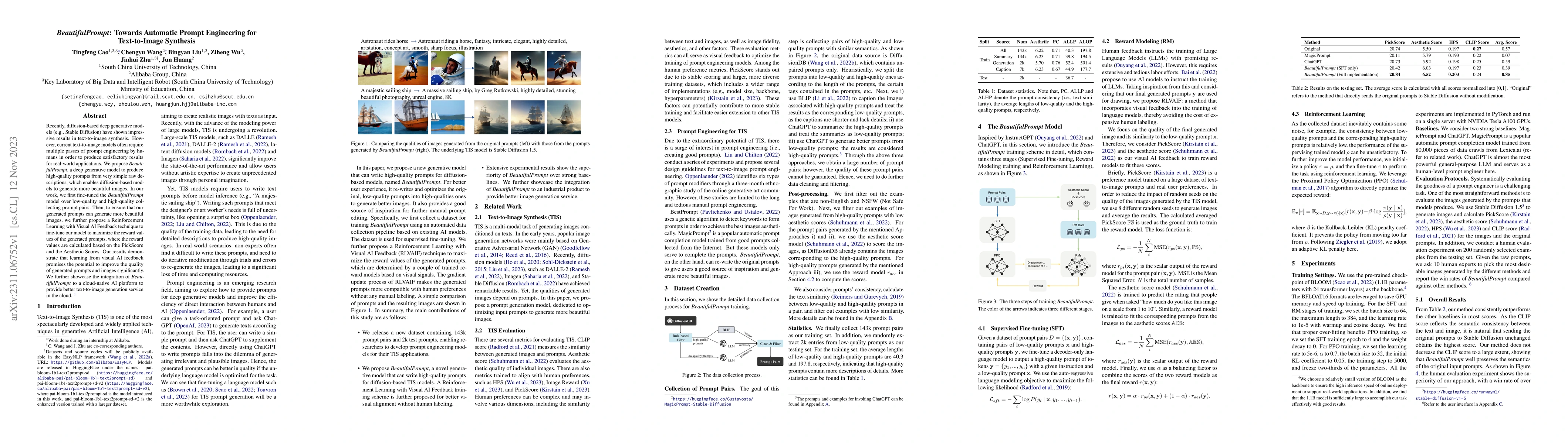 Thumbnail for BeautifulPrompt: Towards Automatic Prompt Engineering for Text-to-Image
  Synthesis