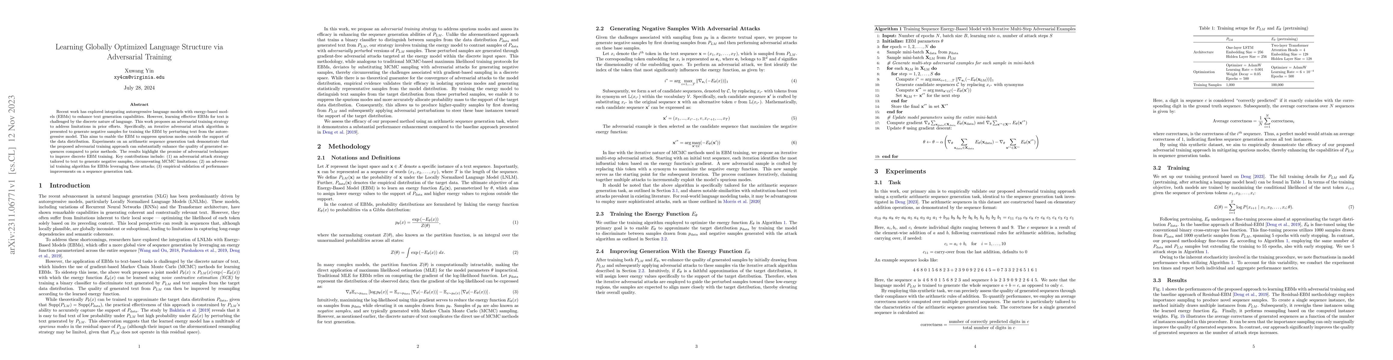 Thumbnail for Learning Globally Optimized Language Structure via Adversarial Training