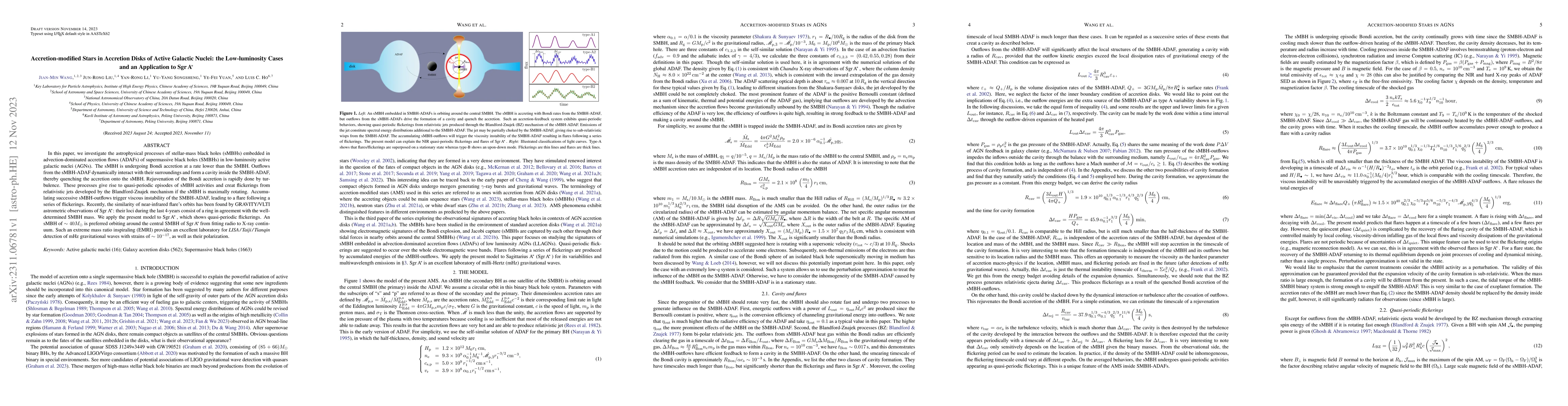 Thumbnail for Accretion-modified Stars in Accretion Disks of Active Galactic Nuclei:
  the Low-luminosity Cases and an Application to Sgr A$\!^{*}$