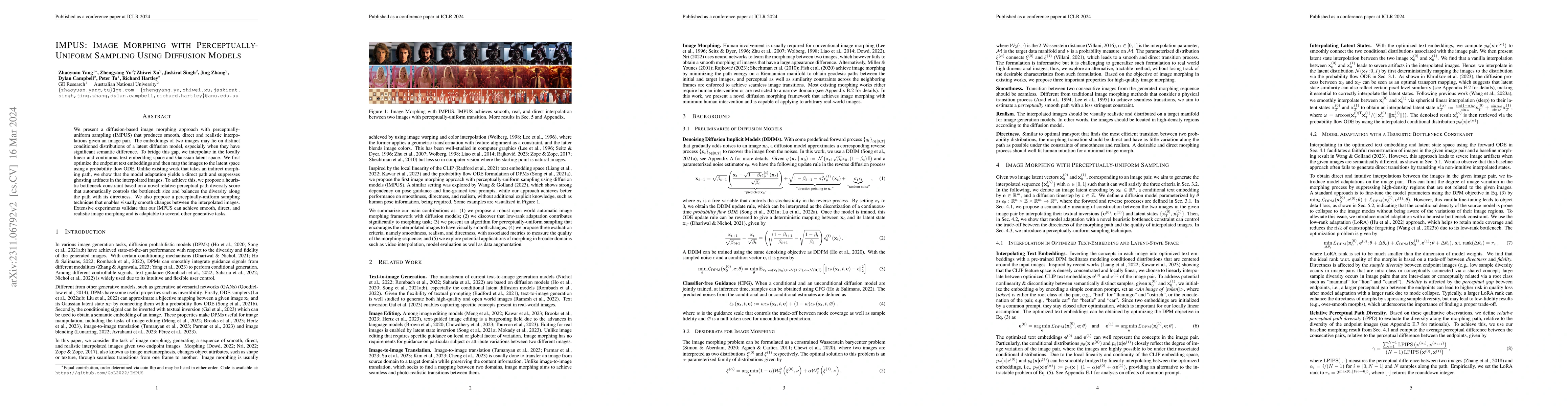Thumbnail for IMPUS: Image Morphing with Perceptually-Uniform Sampling Using Diffusion
  Models