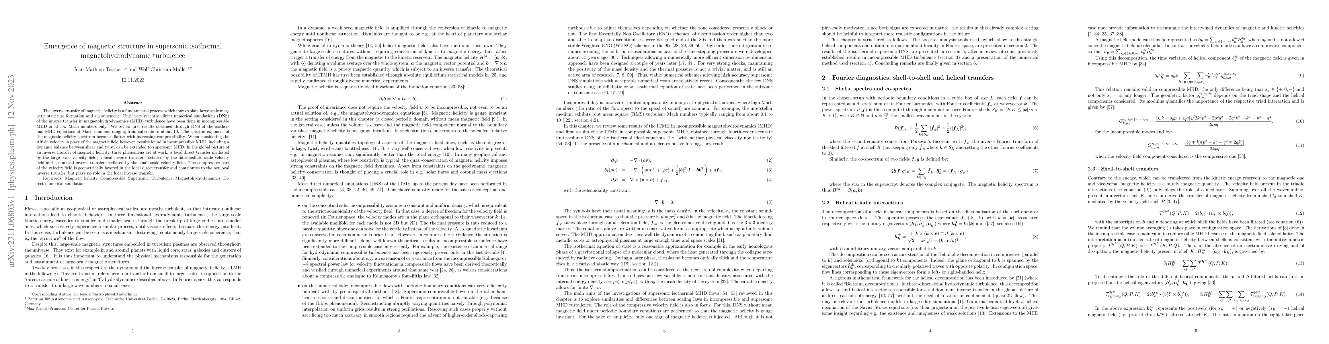 Thumbnail for Emergence of magnetic structure in supersonic isothermal
  magnetohydrodynamic turbulence