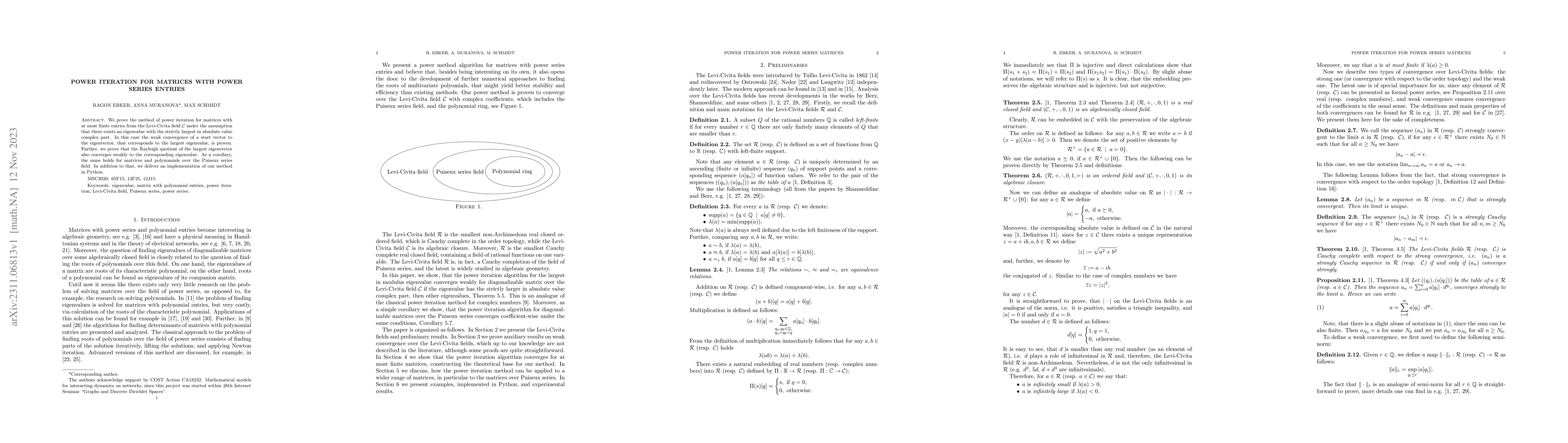 Thumbnail for Power iteration for matrices with power series entries