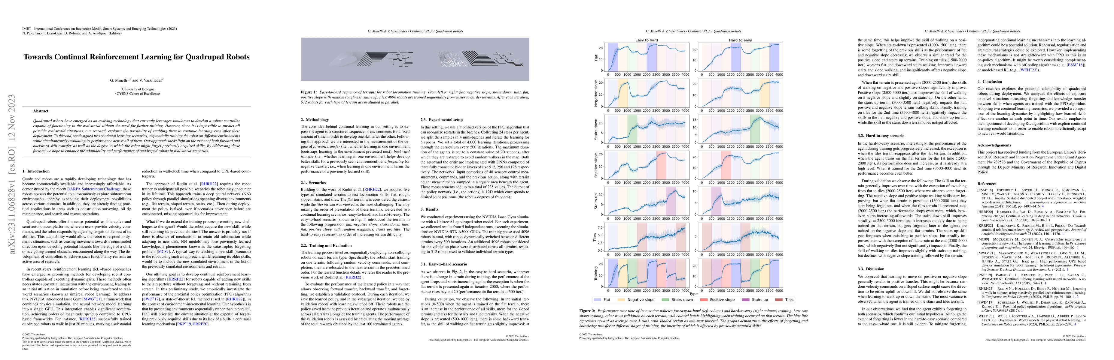 Thumbnail for Towards Continual Reinforcement Learning for Quadruped Robots