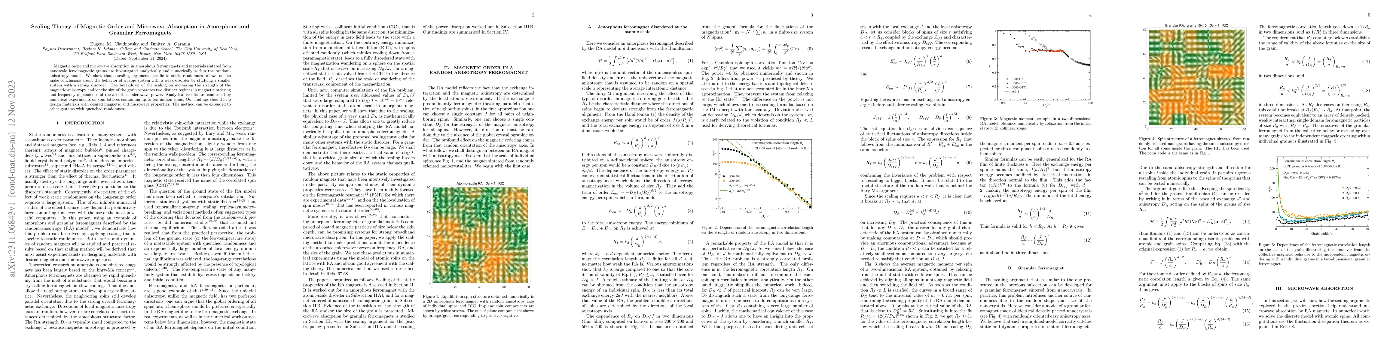 Thumbnail for Scaling Theory of Magnetic Order and Microwave Absorption in Amorphous
  and Granular Ferromagnets