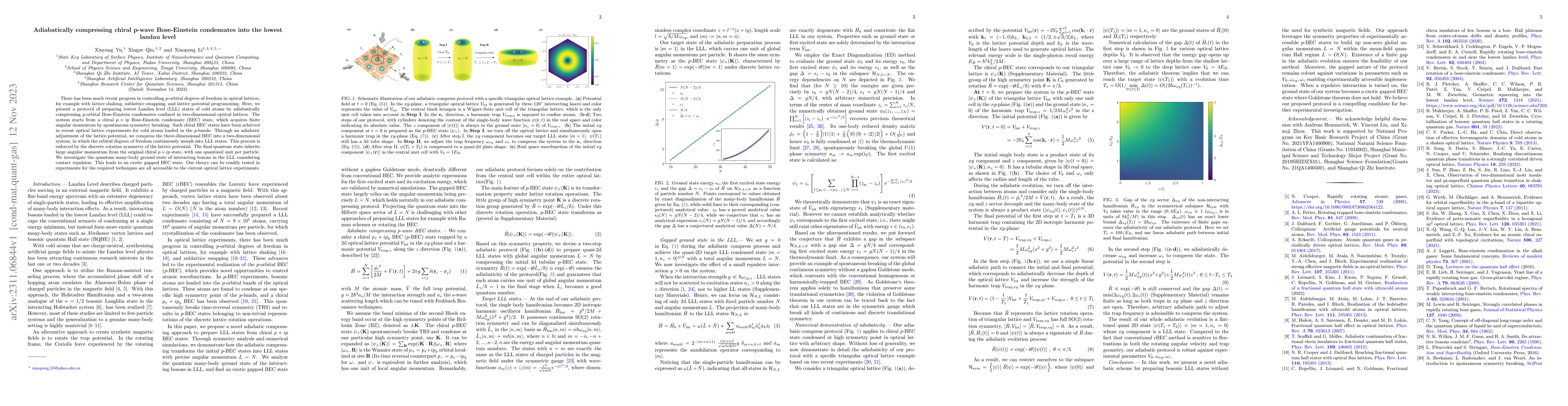 Thumbnail for Adiabatically compressing chiral p-wave Bose-Einstein condensates into
  the lowest landau level