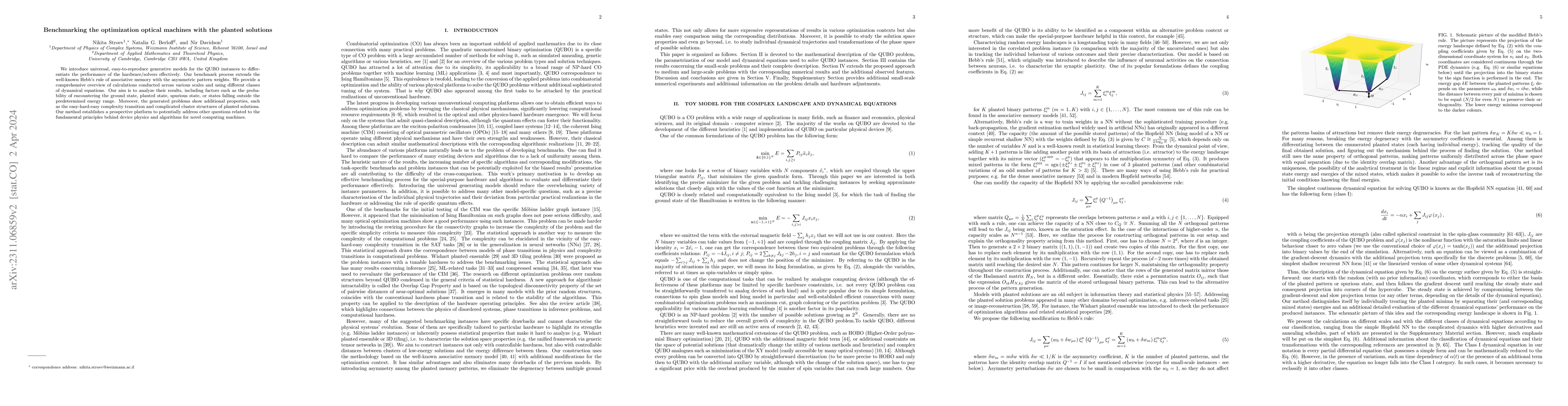 Thumbnail for Benchmarking the optimization optical machines with the planted
  solutions