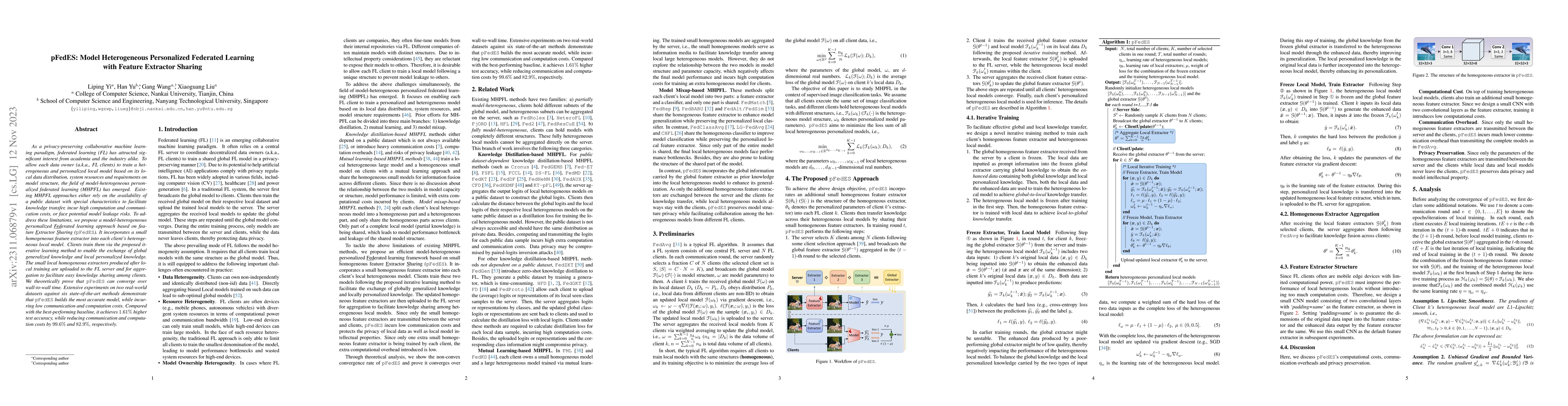 Thumbnail for pFedES: Model Heterogeneous Personalized Federated Learning with Feature
  Extractor Sharing