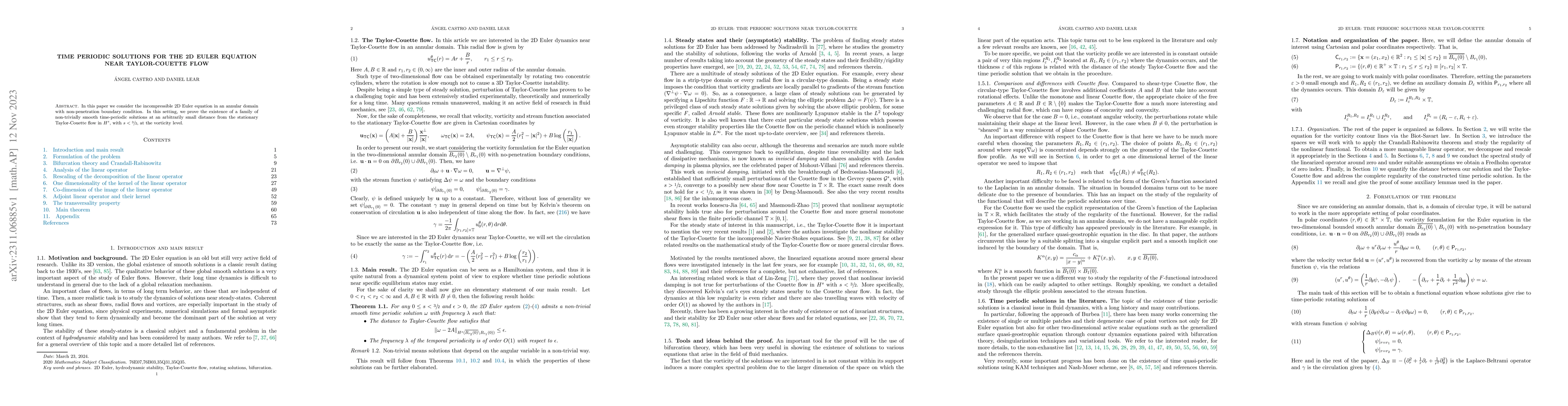 Thumbnail for Time periodic solutions for the 2D Euler equation near Taylor-Couette
  flow